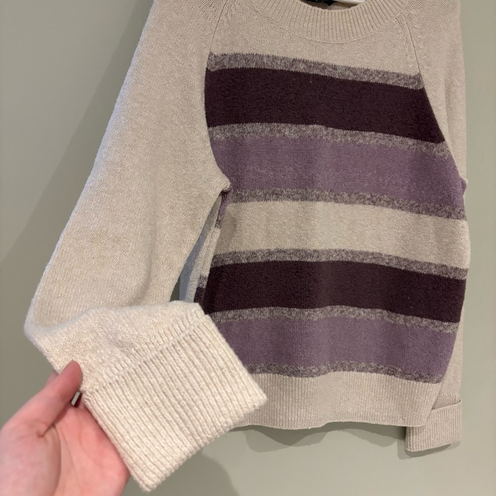 Denver Hayes cozy Women's Striped Sweater - Purple and Cream - Picture 5 of 6